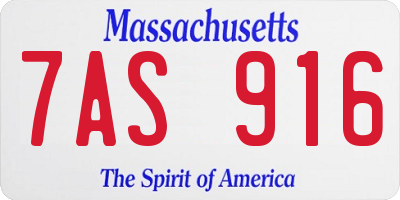 MA license plate 7AS916