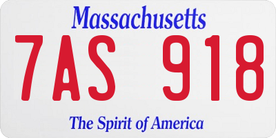 MA license plate 7AS918
