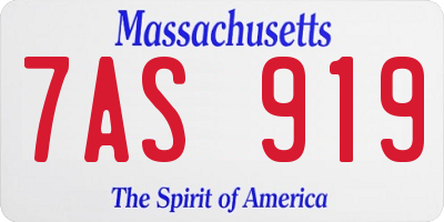 MA license plate 7AS919