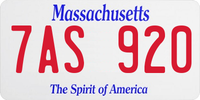 MA license plate 7AS920