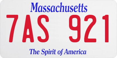 MA license plate 7AS921
