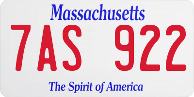MA license plate 7AS922
