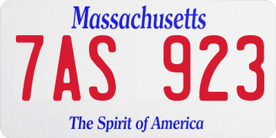 MA license plate 7AS923