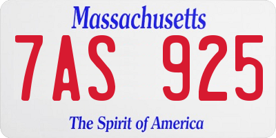 MA license plate 7AS925