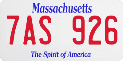 MA license plate 7AS926