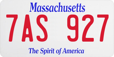 MA license plate 7AS927