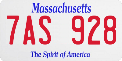 MA license plate 7AS928