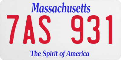 MA license plate 7AS931