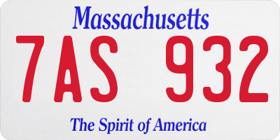 MA license plate 7AS932