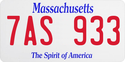 MA license plate 7AS933