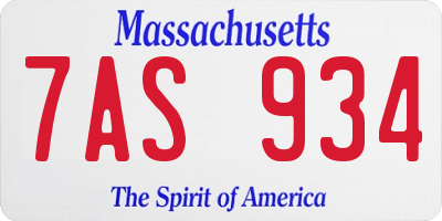 MA license plate 7AS934