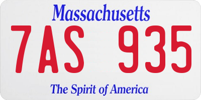 MA license plate 7AS935
