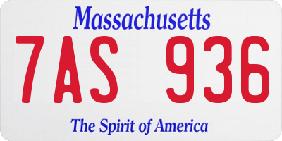 MA license plate 7AS936