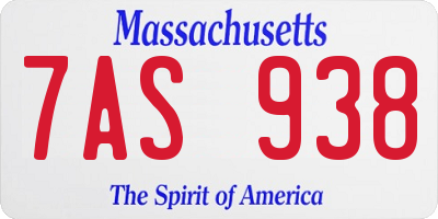 MA license plate 7AS938