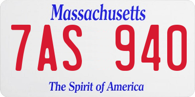 MA license plate 7AS940