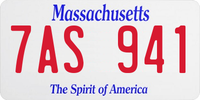 MA license plate 7AS941