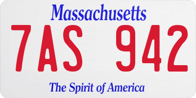 MA license plate 7AS942