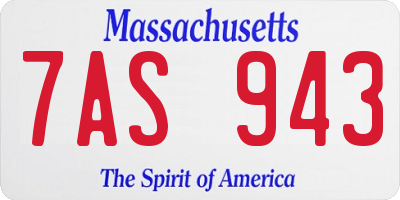 MA license plate 7AS943