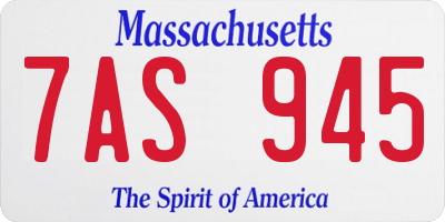MA license plate 7AS945