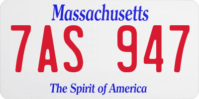 MA license plate 7AS947