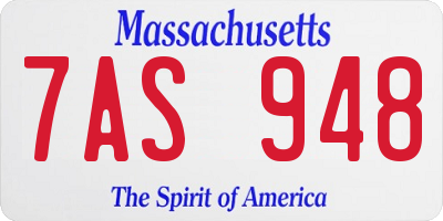MA license plate 7AS948