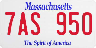 MA license plate 7AS950
