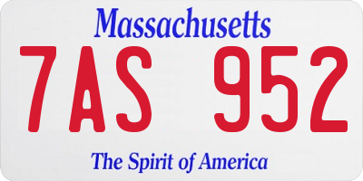 MA license plate 7AS952