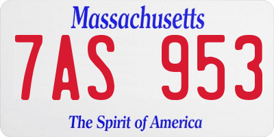 MA license plate 7AS953
