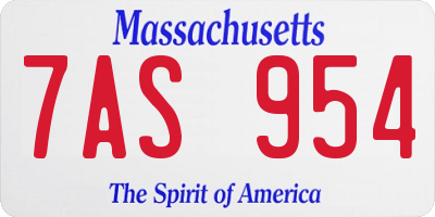 MA license plate 7AS954