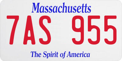 MA license plate 7AS955
