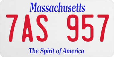 MA license plate 7AS957