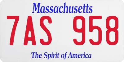 MA license plate 7AS958