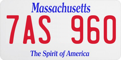MA license plate 7AS960