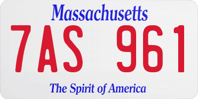 MA license plate 7AS961