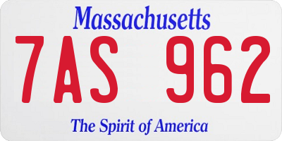 MA license plate 7AS962