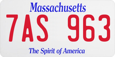 MA license plate 7AS963