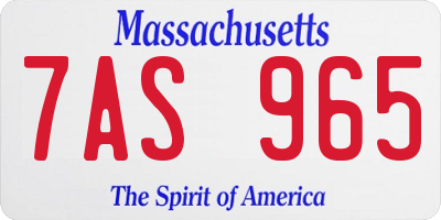 MA license plate 7AS965