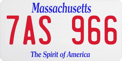 MA license plate 7AS966