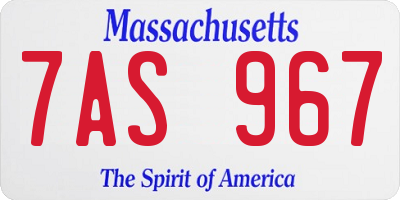 MA license plate 7AS967