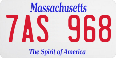MA license plate 7AS968
