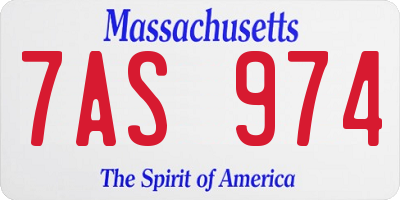 MA license plate 7AS974