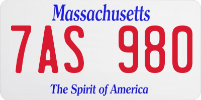 MA license plate 7AS980