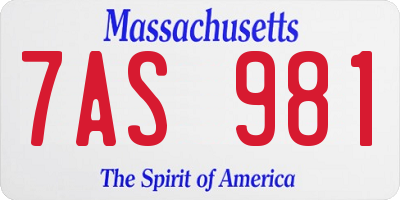 MA license plate 7AS981