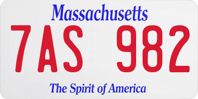 MA license plate 7AS982