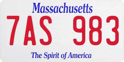 MA license plate 7AS983