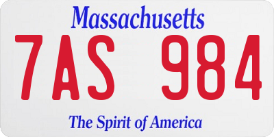 MA license plate 7AS984