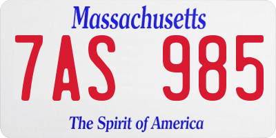 MA license plate 7AS985