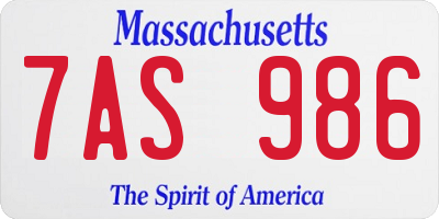 MA license plate 7AS986