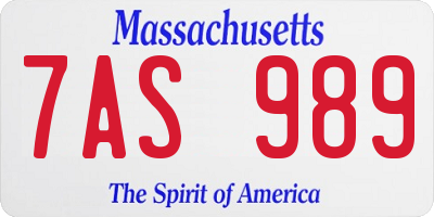 MA license plate 7AS989