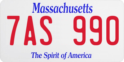 MA license plate 7AS990